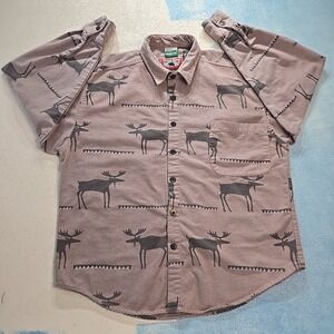 VTG True Grit Mens S (M/L Fit)  Dyed Moose Print Button Up Shirt Coldwater Creek